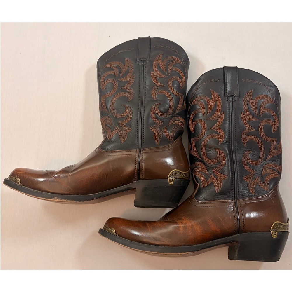 Durango Cowboy Boots Mens 12D Brown Black Leather Western Pointed Toe DB464